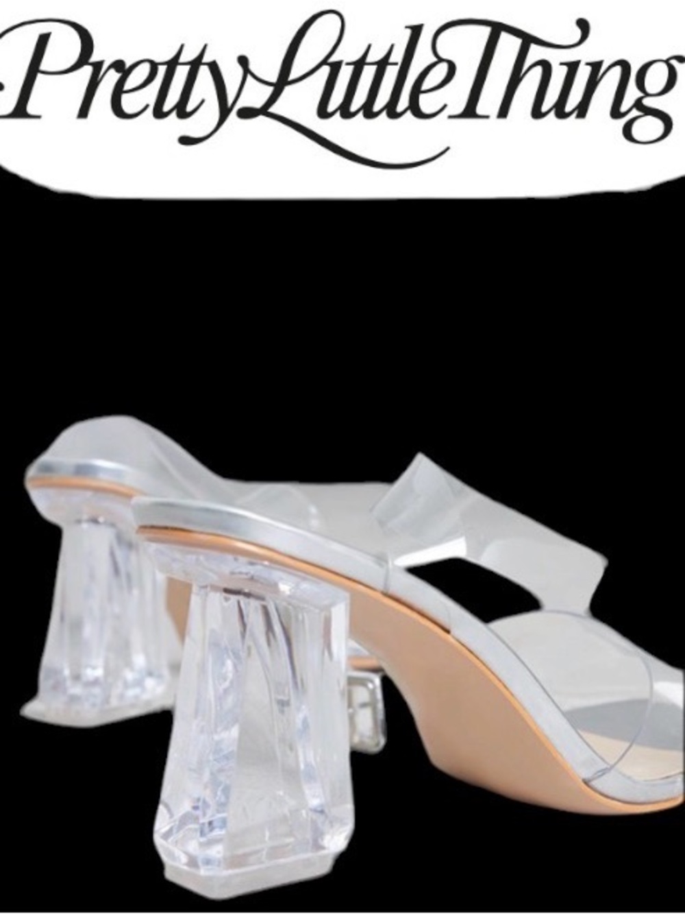 Wrn 1X 💥 PLT PrettyLittleThing silver clear heels women’s shoes size 6